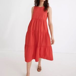 Madewell Cattail Tiered Sleeveless Midi Dress XS